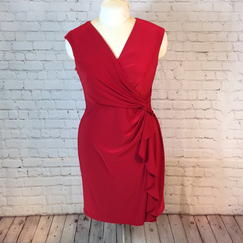 Chaps red sleeveless wrap dress